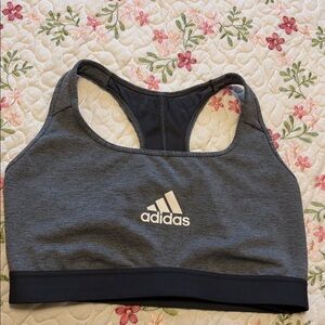 adidas Dark Gray and Black Racerback Sports Bra